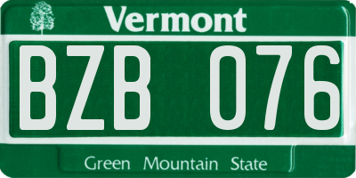 VT license plate BZB076