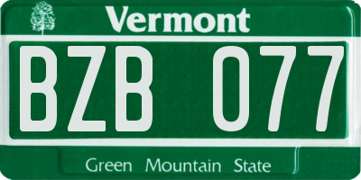 VT license plate BZB077