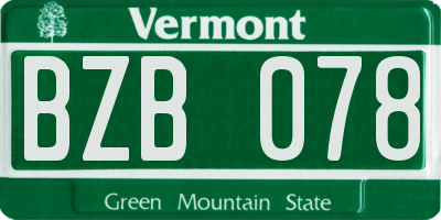 VT license plate BZB078