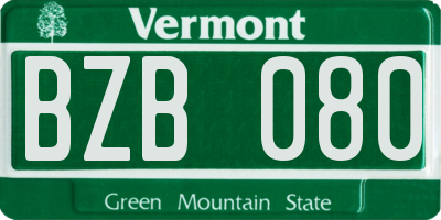 VT license plate BZB080