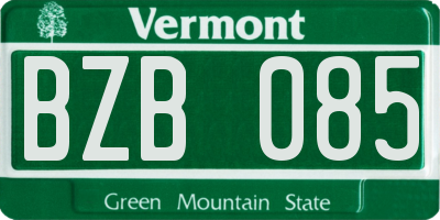 VT license plate BZB085