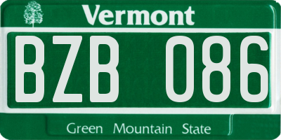 VT license plate BZB086