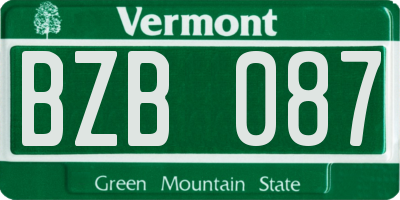 VT license plate BZB087