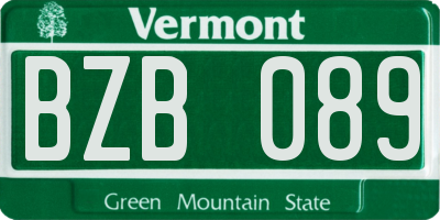 VT license plate BZB089