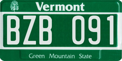 VT license plate BZB091