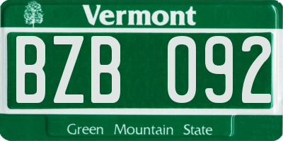 VT license plate BZB092