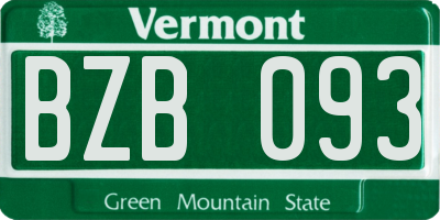 VT license plate BZB093