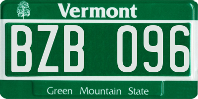 VT license plate BZB096