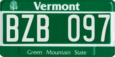 VT license plate BZB097