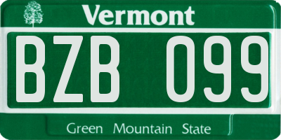 VT license plate BZB099