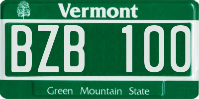 VT license plate BZB100