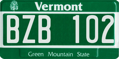 VT license plate BZB102