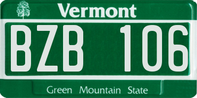 VT license plate BZB106