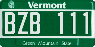 VT license plate BZB111