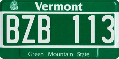 VT license plate BZB113