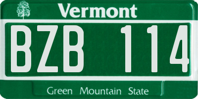 VT license plate BZB114