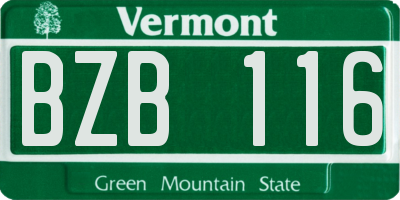 VT license plate BZB116