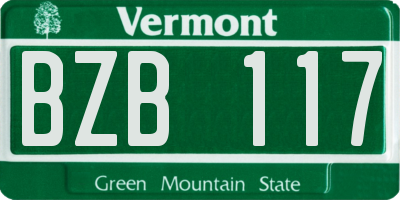 VT license plate BZB117
