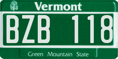 VT license plate BZB118