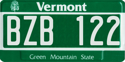 VT license plate BZB122