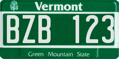 VT license plate BZB123