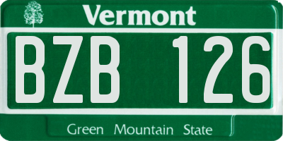 VT license plate BZB126
