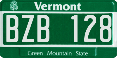 VT license plate BZB128