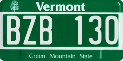 VT license plate BZB130