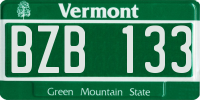 VT license plate BZB133