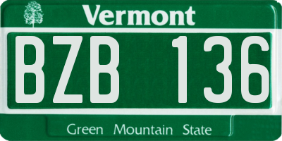VT license plate BZB136