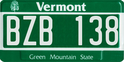 VT license plate BZB138