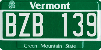 VT license plate BZB139