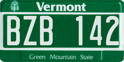 VT license plate BZB142