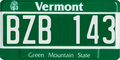 VT license plate BZB143
