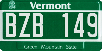 VT license plate BZB149