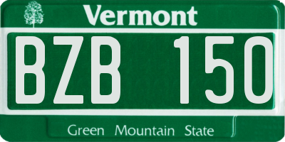 VT license plate BZB150