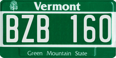 VT license plate BZB160