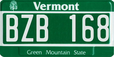 VT license plate BZB168