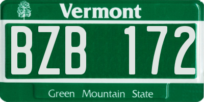 VT license plate BZB172
