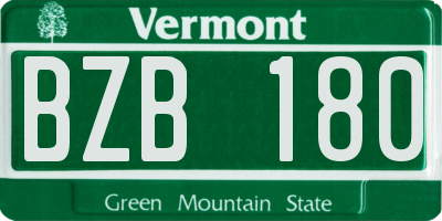VT license plate BZB180