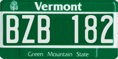 VT license plate BZB182