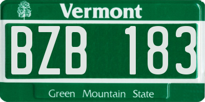 VT license plate BZB183