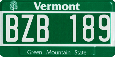 VT license plate BZB189