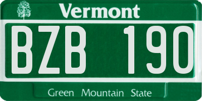 VT license plate BZB190