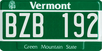 VT license plate BZB192