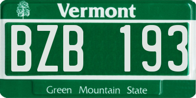 VT license plate BZB193