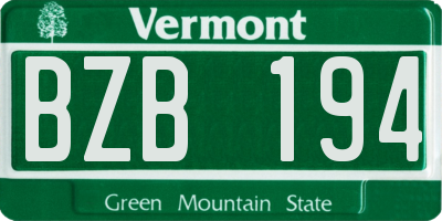 VT license plate BZB194