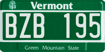 VT license plate BZB195