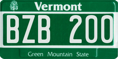 VT license plate BZB200