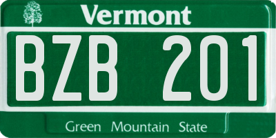 VT license plate BZB201